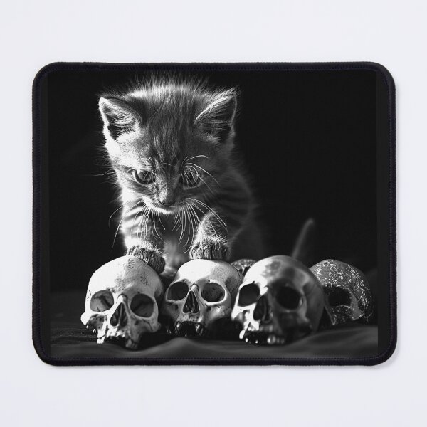 Item preview, Gothic Kitten With Skulls Macabre Dark Horror Art designed and sold by inkoutninja.