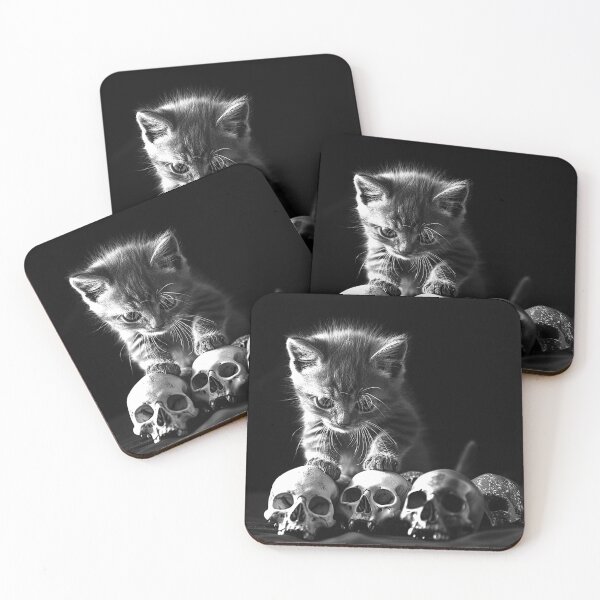 Item preview, Gothic Kitten With Skulls Macabre Dark Horror Art designed and sold by inkoutninja.