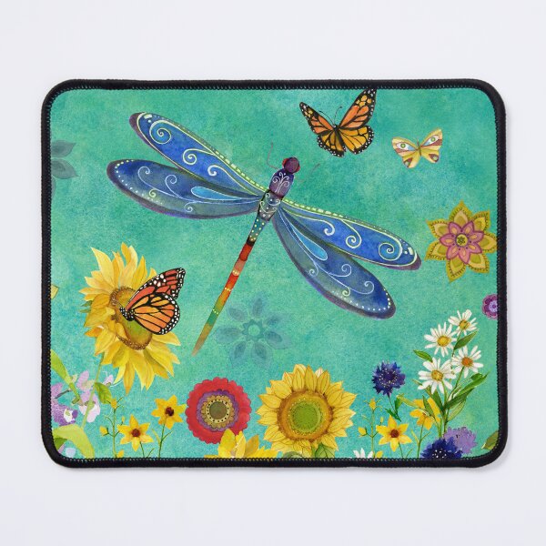 Item preview, Whimsical wild flower watercolor dragonfly watercolor   designed and sold by Sue Zipkin.