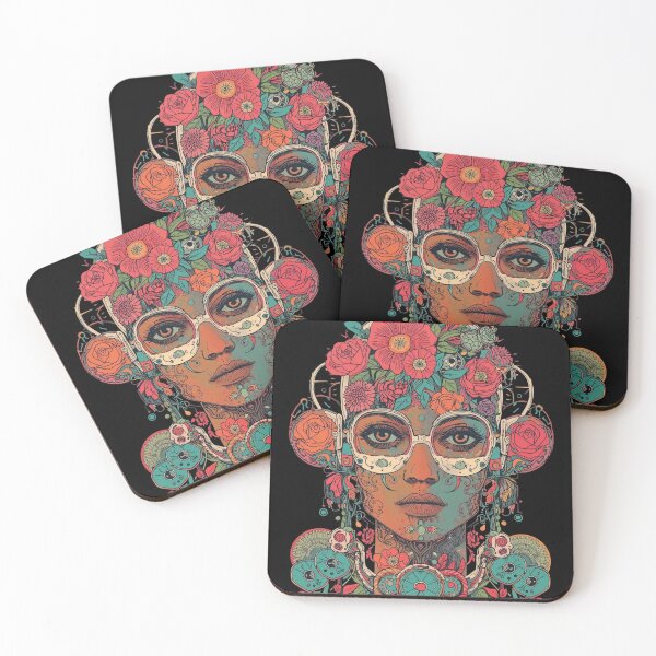 Item preview, Psychedelic Floral Cyborg: Dark Biomechanical Art designed and sold by  Mythical Entanglement.