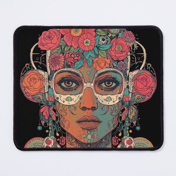 Item preview, Psychedelic Floral Cyborg: Dark Biomechanical Art designed and sold by  Mythical Entanglement.
