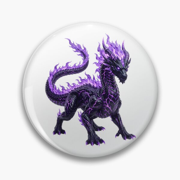 Item preview, Obsidian Flame Dragon - Glowing Purple Energy Beast Art designed and sold by DragonSerpent Ink.