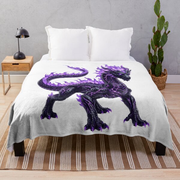 Item preview, Obsidian Flame Dragon - Glowing Purple Energy Beast Art designed and sold by DragonSerpent Ink.