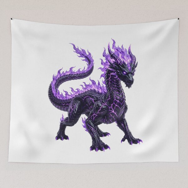 Item preview, Obsidian Flame Dragon - Glowing Purple Energy Beast Art designed and sold by DragonSerpent Ink.