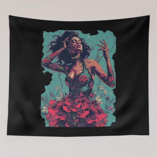 Item preview, Woman with Roses: Dark Manga Pop Art designed and sold by  Mythical Entanglement.