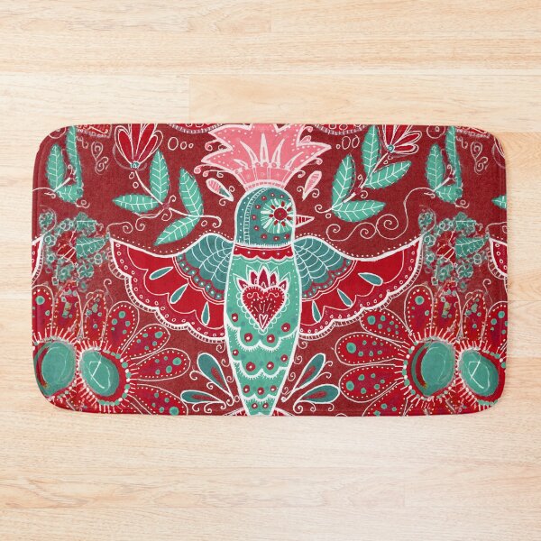 Item preview, Folk Red Hummingbird Floral Pattern designed and sold by Fani*.