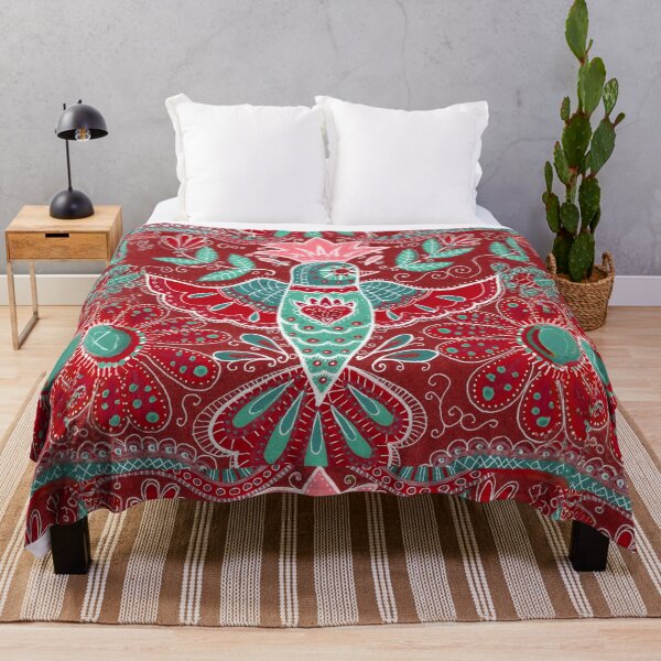Item preview, Folk Red Hummingbird Floral Pattern designed and sold by Fani*.
