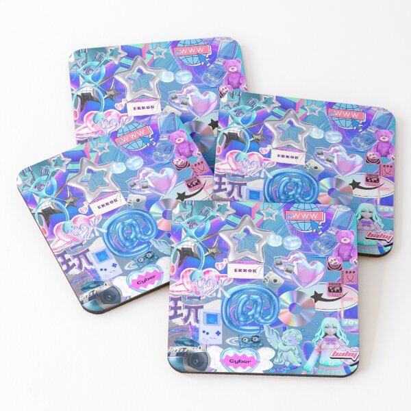 Item preview, Y2K Cybercore Pastel Chrome Stars Collage  designed and sold by Side By Side Studio.
