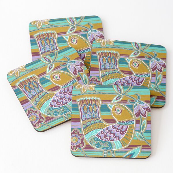Item preview, Folk Bird Among Flowers and Stripes designed and sold by Fani*.