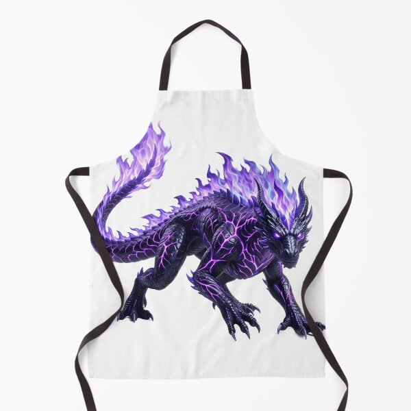 Item preview, Wingless Inferno Dragon - Black Beast with Purple-Blue Flame designed and sold by DragonSerpent Ink.