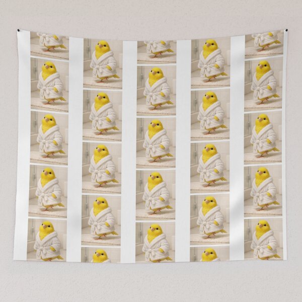 Item preview, Yellow Canary Wearing a White Bathrobe designed and sold by Sillytoe.
