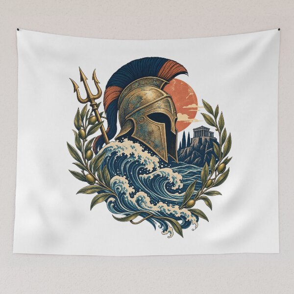 Item preview, Greek Odyssey: Spartan Helmet and Trident of Poseidon designed and sold by Funny meme.