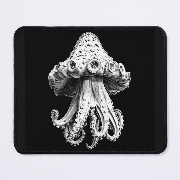 Item preview, Surreal Octopus Mushroom Gothic Ocean Creature Dark Art designed and sold by inkoutninja.
