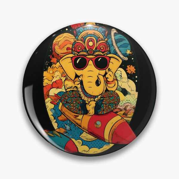 Item preview, Cool Elephant Blessing Pose Orange Rocket Galaxy Psychedelic Pop Art designed and sold by PANNARUK THAILAND.