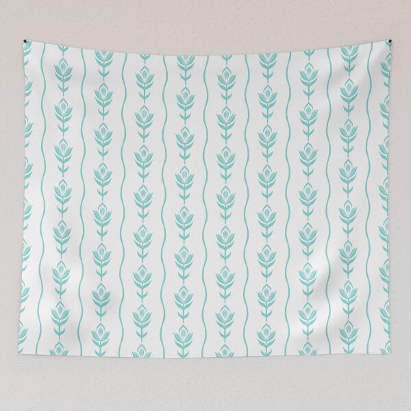 Item preview, Teal Tulip Floral Stripe Pattern designed and sold by Flora-and-Fable.