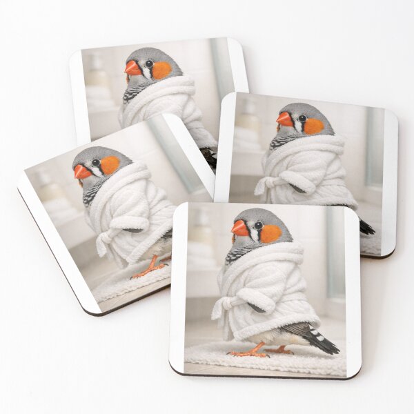 Item preview, Zebra Finch Wearing a White Bathrobe designed and sold by Sillytoe.