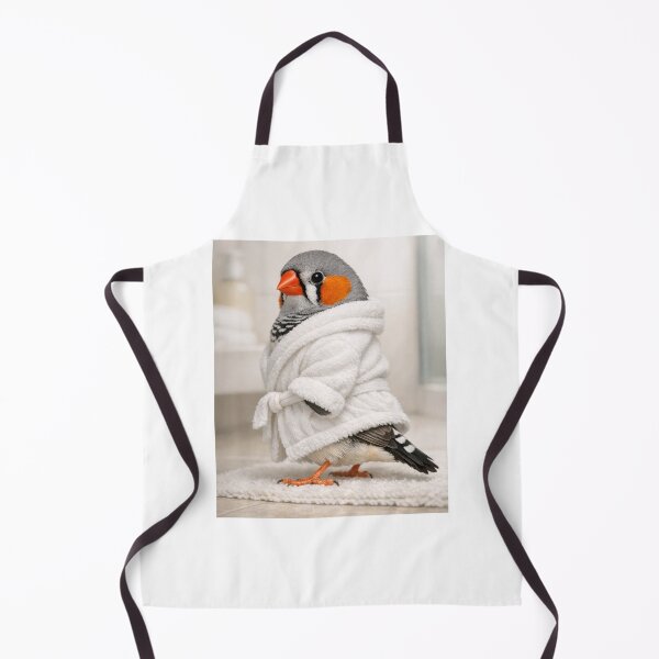 Item preview, Zebra Finch Wearing a White Bathrobe designed and sold by Sillytoe.