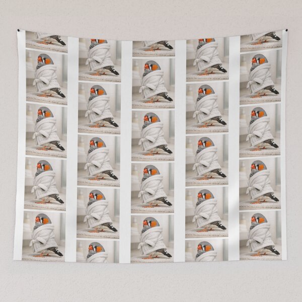 Item preview, Zebra Finch Wearing a White Bathrobe designed and sold by Sillytoe.