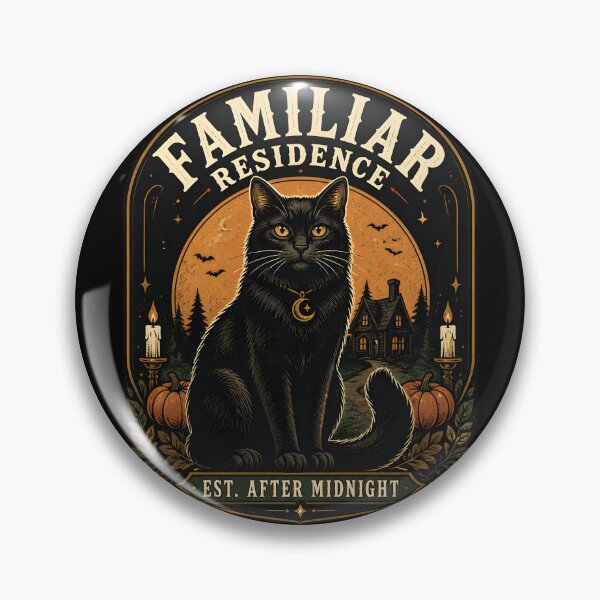 Item preview, Familiar Residence Black Cat Halloween Retro Screen Print designed and sold by KristenosNehk.