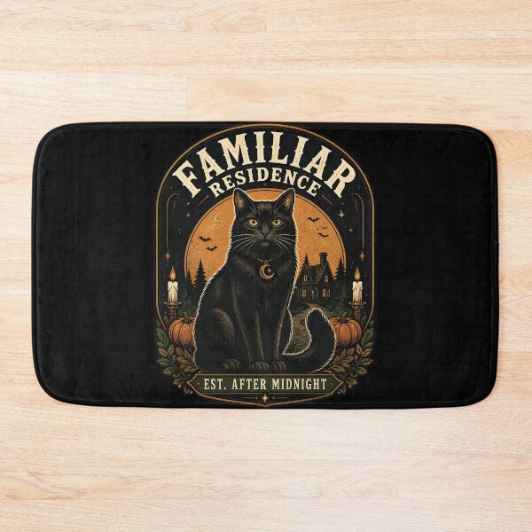 Item preview, Familiar Residence Black Cat Halloween Retro Screen Print designed and sold by KristenosNehk.