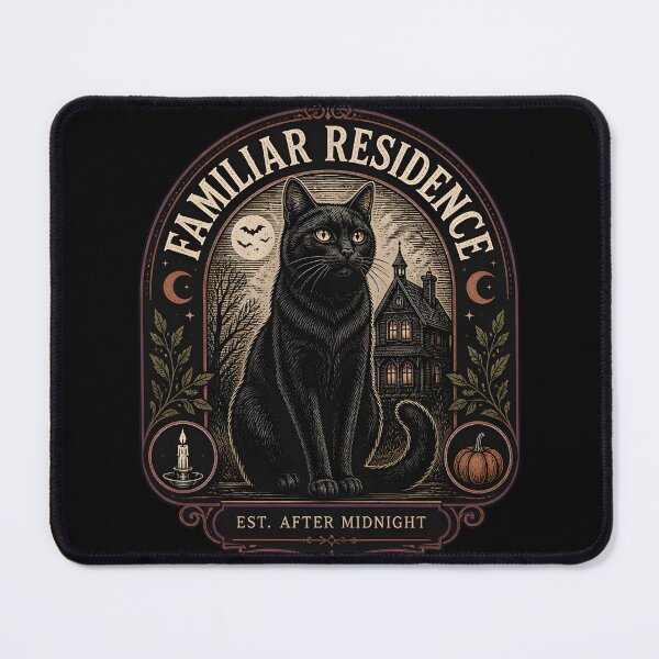 Item preview, Familiar Residence Black Cat Halloween Gothic Engraving designed and sold by KristenosNehk.