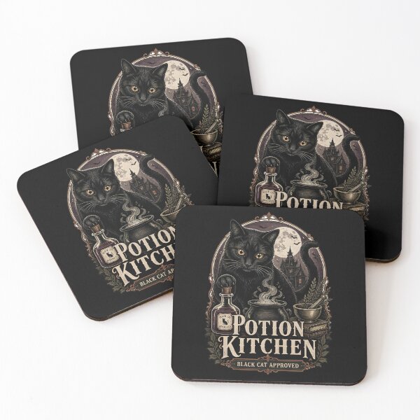Item preview, Potion Kitchen Black Cat Halloween Gothic Engraving designed and sold by KristenosNehk.