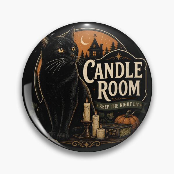 Item preview, Candle Room Black Cat Halloween Retro Screen Print designed and sold by KristenosNehk.