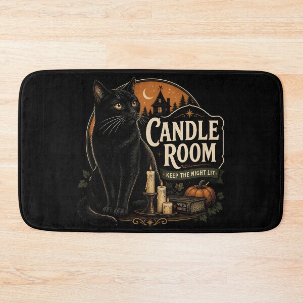 Item preview, Candle Room Black Cat Halloween Retro Screen Print designed and sold by KristenosNehk.