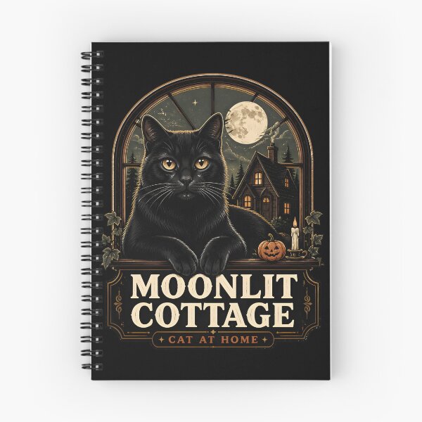 Item preview, Moonlit Cottage Black Cat At Halloween designed and sold by KristenosNehk.