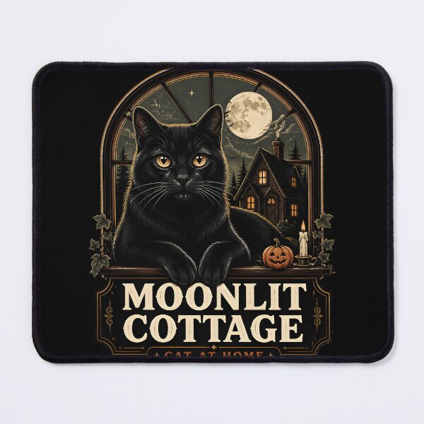 Item preview, Moonlit Cottage Black Cat At Halloween designed and sold by KristenosNehk.