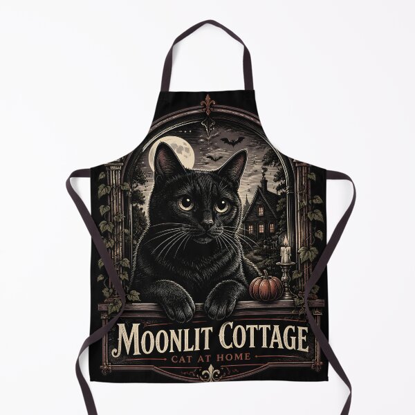 Item preview, Moonlit Cottage Black Cat Halloween Gothic Engraving designed and sold by KristenosNehk.
