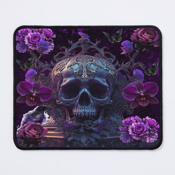 Item preview, Purple Gothic Skull and Raven Floral Collage designed and sold by Side By Side Studio.