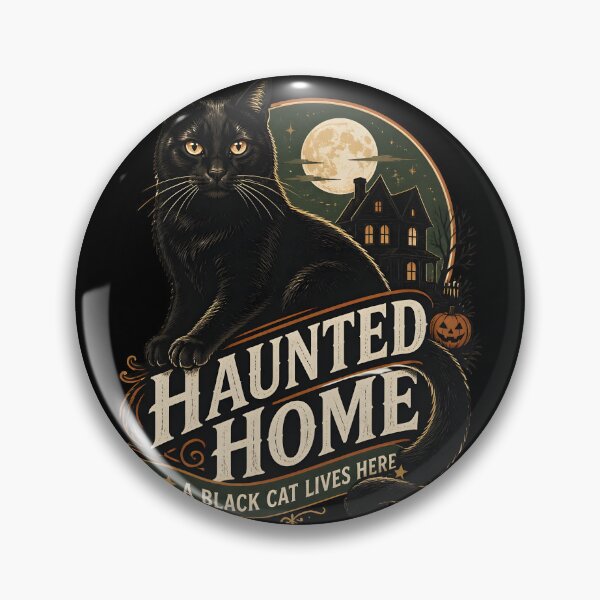 Item preview, Haunted Home Black Cat Halloween Retro Screen Print designed and sold by KristenosNehk.