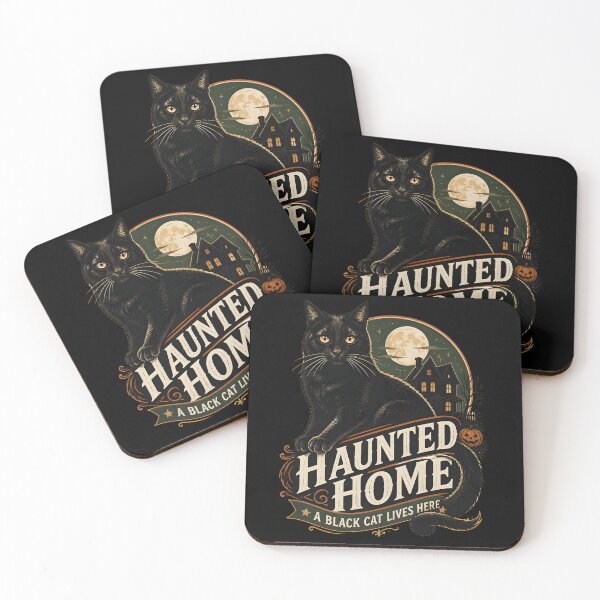 Item preview, Haunted Home Black Cat Halloween Retro Screen Print designed and sold by KristenosNehk.