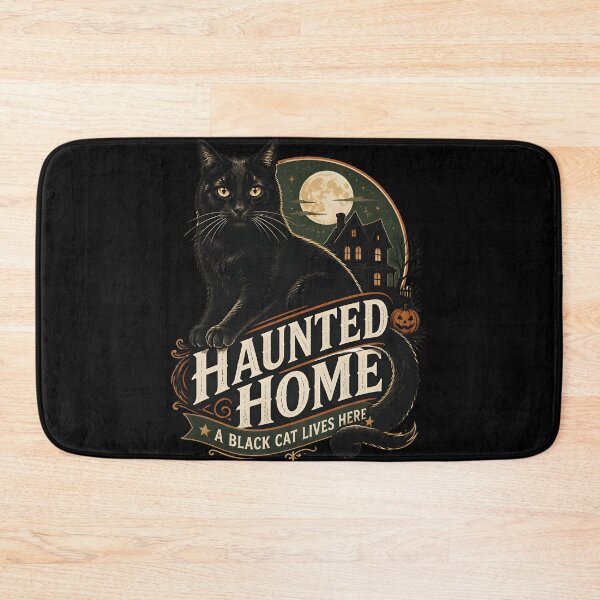 Item preview, Haunted Home Black Cat Halloween Retro Screen Print designed and sold by KristenosNehk.