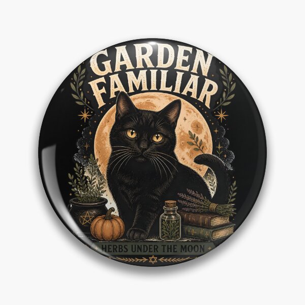 Item preview, Garden Familiar Black Cat Halloween Retro Screen Print designed and sold by KristenosNehk.