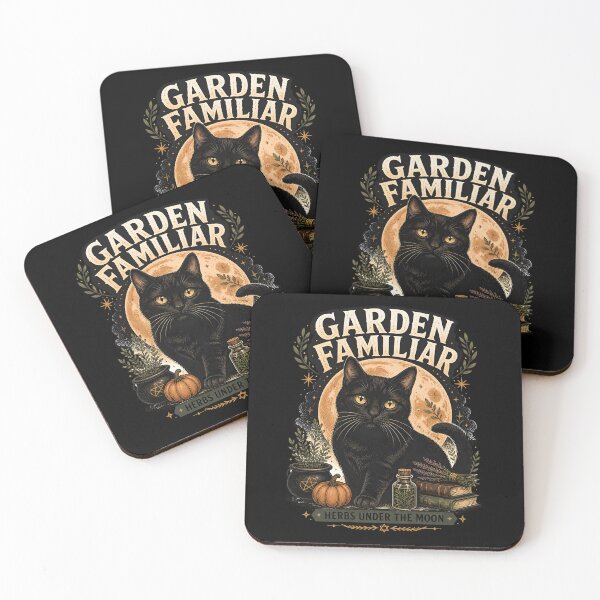 Item preview, Garden Familiar Black Cat Halloween Retro Screen Print designed and sold by KristenosNehk.