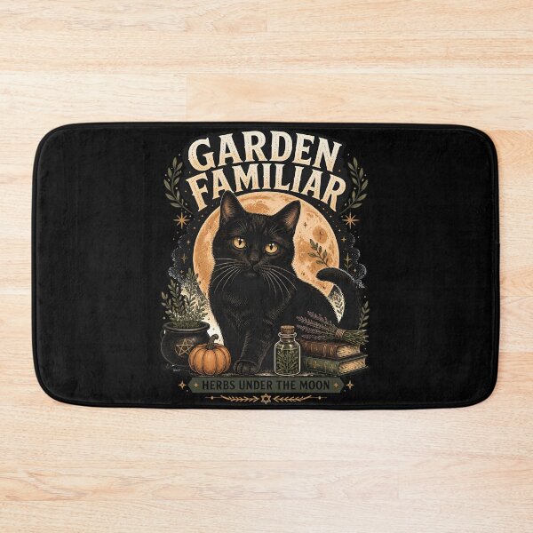 Item preview, Garden Familiar Black Cat Halloween Retro Screen Print designed and sold by KristenosNehk.