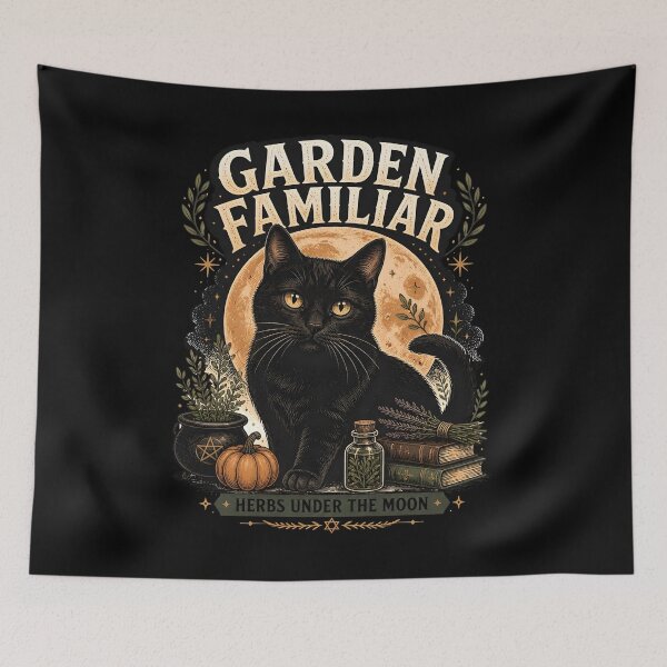 Item preview, Garden Familiar Black Cat Halloween Retro Screen Print designed and sold by KristenosNehk.