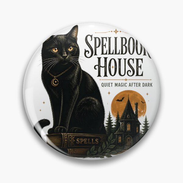 Item preview, Spellbook House Black Cat Halloween Retro Screen Print designed and sold by KristenosNehk.
