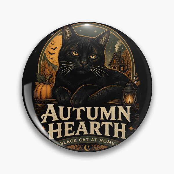 Item preview, Autumn Hearth Black Cat Halloween Retro Screen Print designed and sold by KristenosNehk.