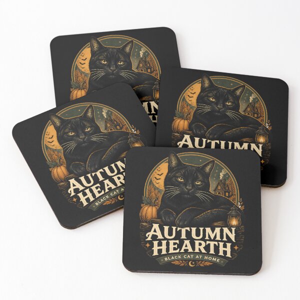 Item preview, Autumn Hearth Black Cat Halloween Retro Screen Print designed and sold by KristenosNehk.
