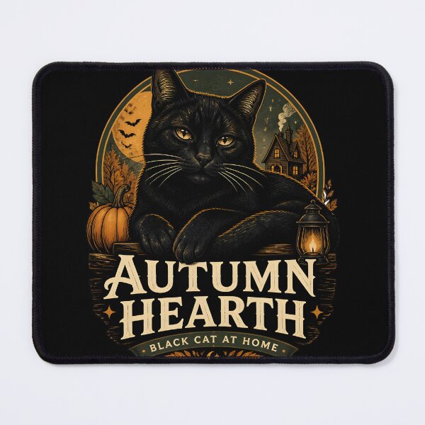 Item preview, Autumn Hearth Black Cat Halloween Retro Screen Print designed and sold by KristenosNehk.
