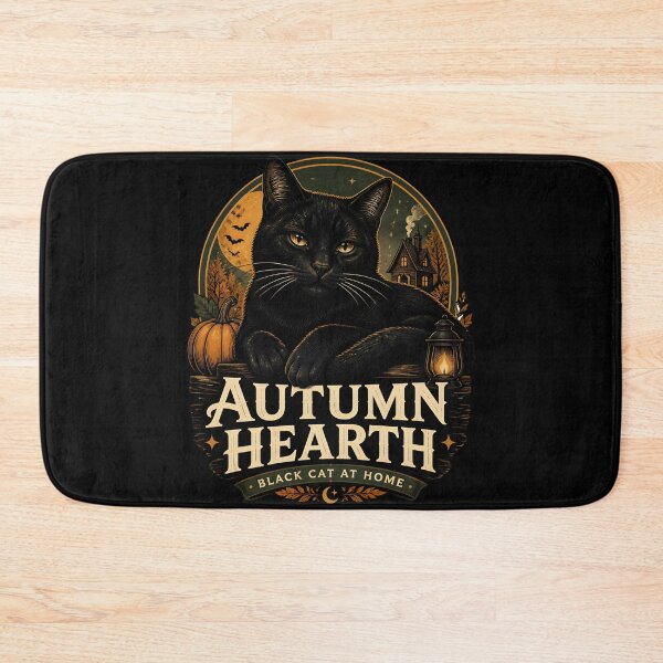 Item preview, Autumn Hearth Black Cat Halloween Retro Screen Print designed and sold by KristenosNehk.