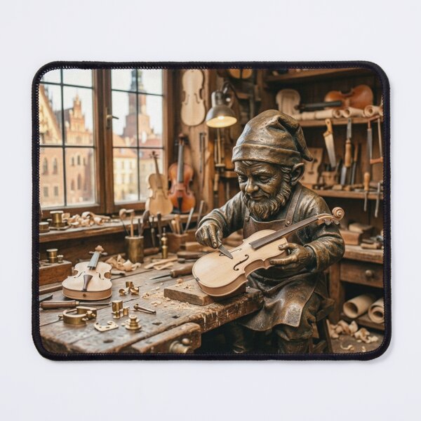 Item preview, Bronze Violin Maker Gnome Art Print – Quirky Musician Gift, Poland Travel Decor designed and sold by Purrfecta.
