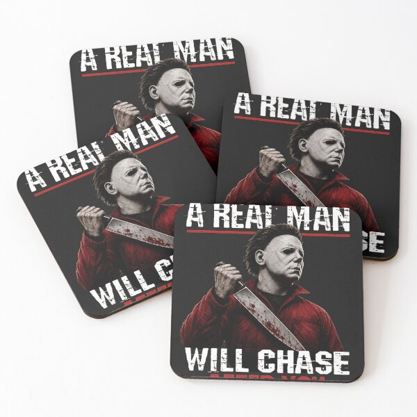 Item preview, Michael Myers Tshirts A Real Man Will Chase After You Retro Horror Movie designed and sold by Hydlaaksmndriss.