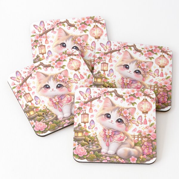 Item preview, Cherry Blossom Kitten Japanese Garden designed and sold by jgvisualarts.