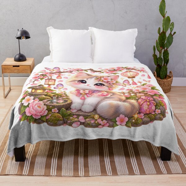 Item preview, Cherry Blossom Kitten Japanese Garden designed and sold by jgvisualarts.