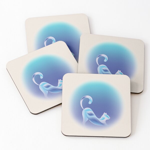 Item preview, Stretching Blue Aura Cat Cyan Gradient Mystic Poster designed and sold by Yaiart.