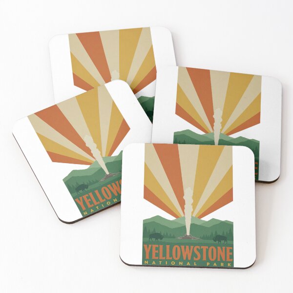 Item preview, Yellowstone National Park Vintage Poster – Retro Mountain & Bison Adventure designed and sold by madeinnature.